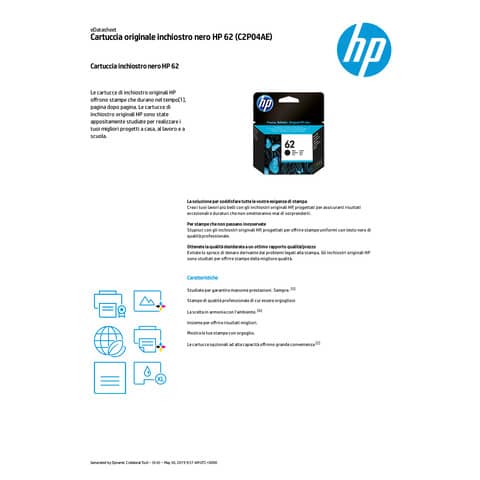 Cartuccia inkjet 62 HP nero C2P04AE
